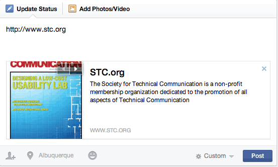 Facebook Preview Box: STC Website